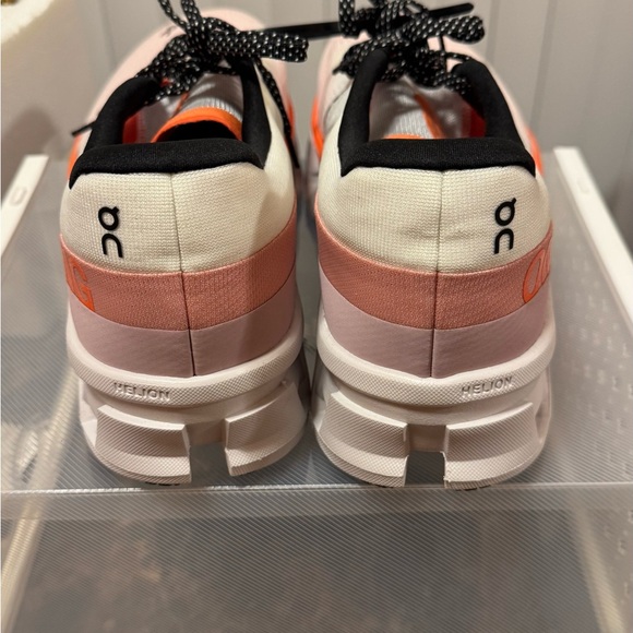 On Running Sneakers in White, Black, and Orange - Picture 3 of 5